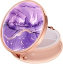 Rouidr Pill Box, 3 Karşılaştırmalı Tıp Pill Case, Small Metal Travel Medicine Box for Purse & Pocket, Rose Gold, Mor Mermer