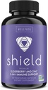 WellPath Shield Elderberry Capsules - 5-in-1 Immune Support ATM with çinko, C, Echinacea, Bee Propolis - Premium çinko Supplement - 600 mg Sambucus Black Elder Pills for Yetişkinler - 60 Ct