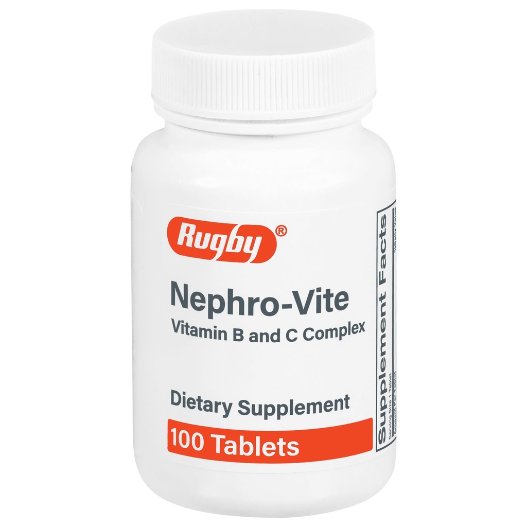 Rugby Nephro-Vite Vitamin B ve C Komplek Tabletleri - Diyet Supplement - 100 Count (1 Pack)
