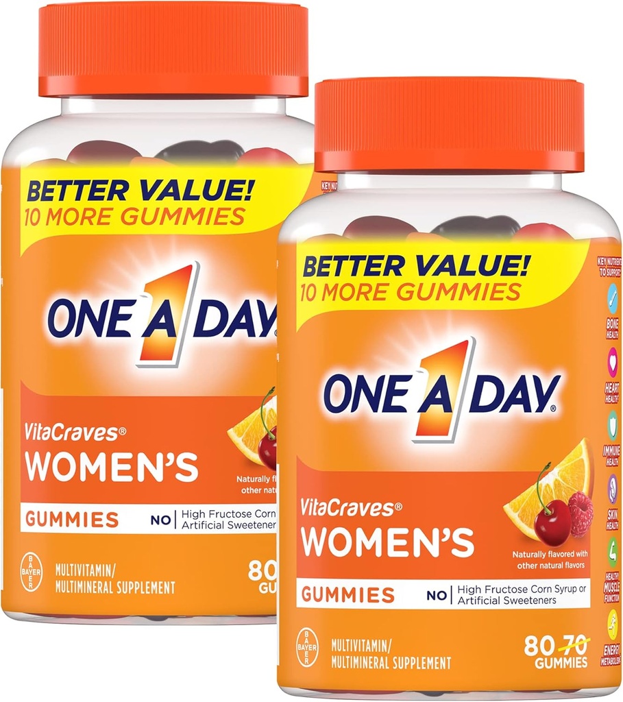 Bir Gün Kadını? VitaCraves Multivitamin Gummies, Vitaminler A, C, E, B6, B12, Kalsiyum ve Vitamin D, 80 | 2 Paket