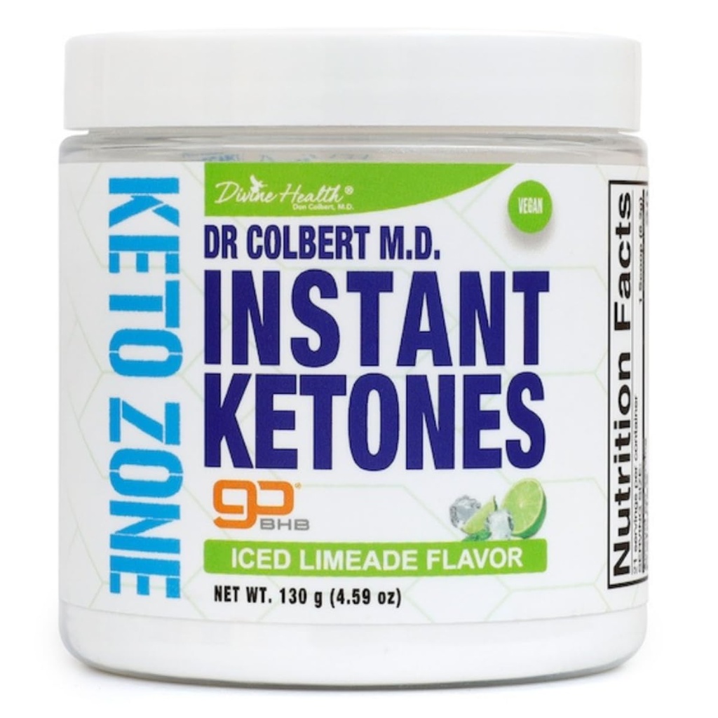 İlahi Sağlık Dr Colbert MD Instant Ketones Toz | Limeade Flavor Buzon Diyet Kitapta önerilen | GoBHB | Exojen BHB Keton Salts | 459oz