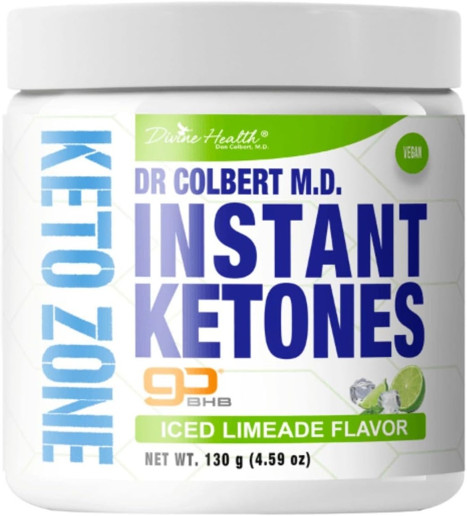 İlahi Sağlık Dr Colbert MD Instant Ketones Toz | Limeade Flavor Buzon Diyet Kitapta önerilen | GoBHB | Exojen BHB Keton Salts | 459oz