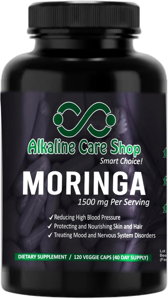 Bazil Bakım | Moringa Premium Ekstraksiyon 1500 mg | Vitamin C | Yüksek Aborpsiyon,% 100 Doğal, Tüm Gıda, Non-GMO Supplement | Yüksek Kan Baskısını Yeniden Üretmek, Skin Health & Energy (120 Veggie Capsules)