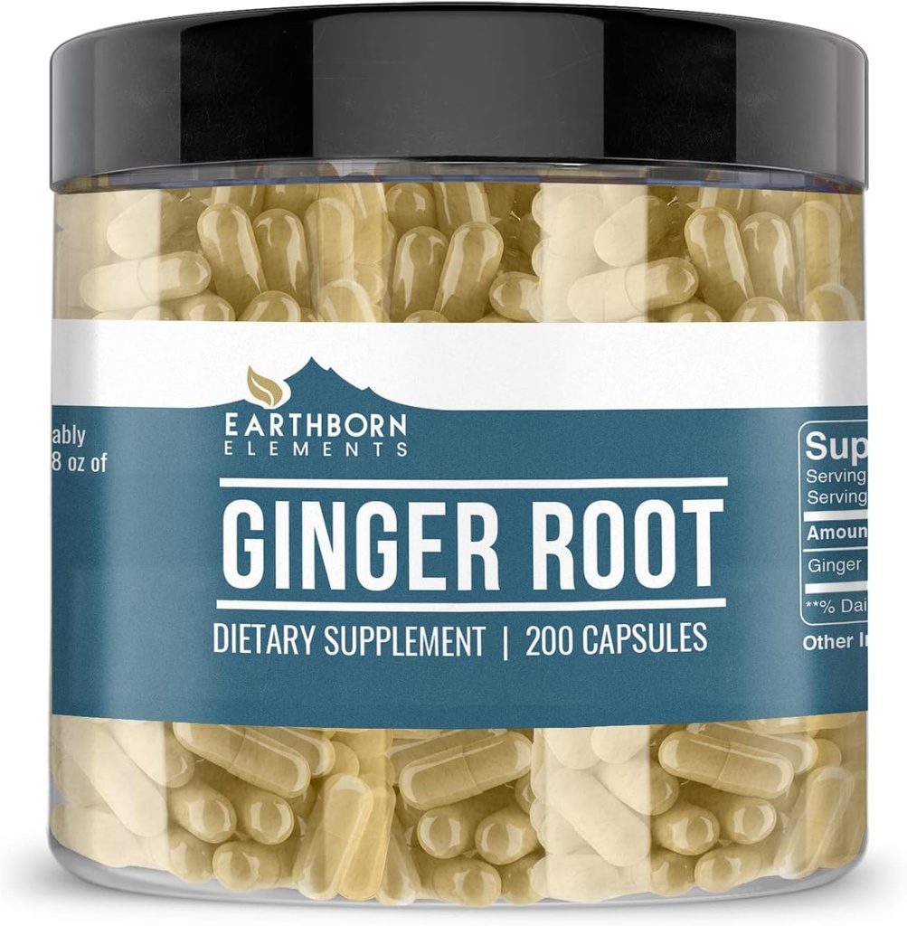 Earthborn Elements Ginger Root (200 κάψουλες) καθαρό & μη αραιωμένο, χωρίς πρόσθετα