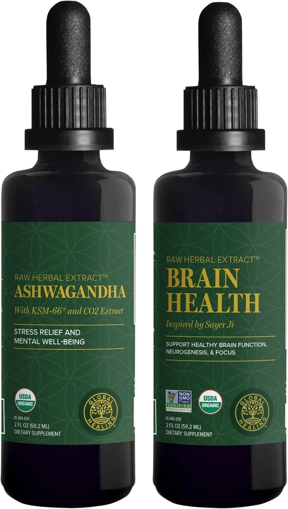 Global Healing Center Ashwagandha & Brain Health Kit - Ashwagandha Kompleksi, Destekler Mood, Function