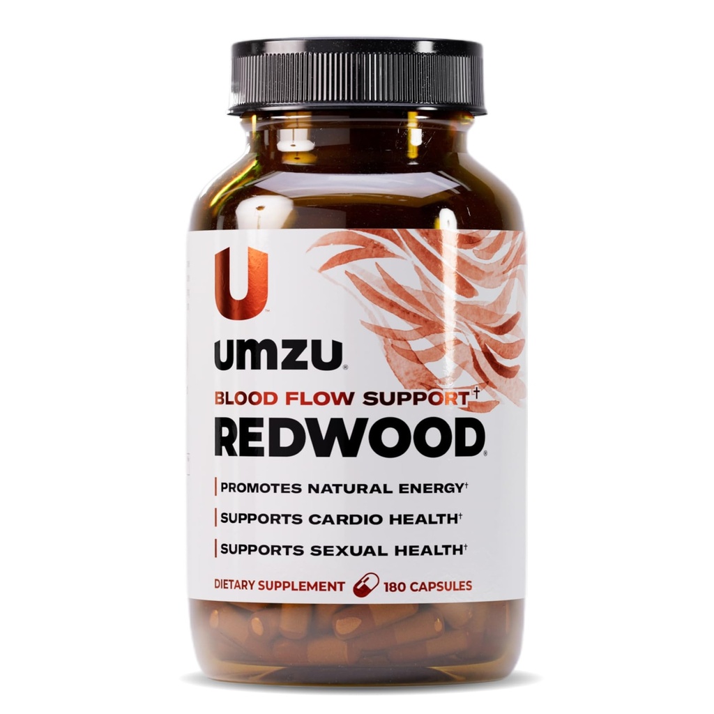 UMZU Redwood Kan Akışı Erkek ve Kadınlar için Nitrik Çimento Supplement, Kan Baskısı, Circulation, Stamina, Enerji (30 Gün Supply | 180 Capsules)