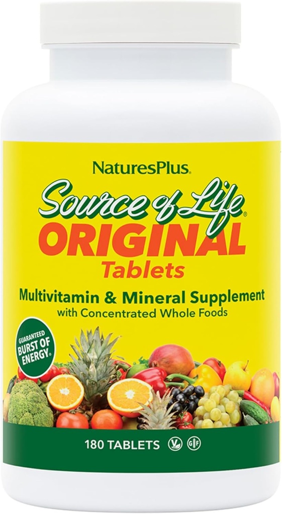 NaturesPlus Life Kaynağı - 180 Tablet, 2 Paket - Multi-Vitamin & Mineral Supplement - Supports Natural Energy & General Well-Being - Gluten Free, Vegetarian - 40 Toplam Hizmetler