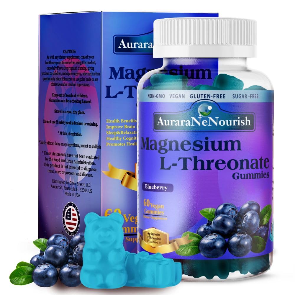Magnezyum L-Threonate Gummies w. Apigenin L-Theanine, Advanced 11-in-1 Magnezyum Tamamları için D3 K2 B6 Uyku Bilişsel Beyin & Rahat, Yetişkinler ve Çocuklar için Yüksek Absortption Magnezyum Gummies