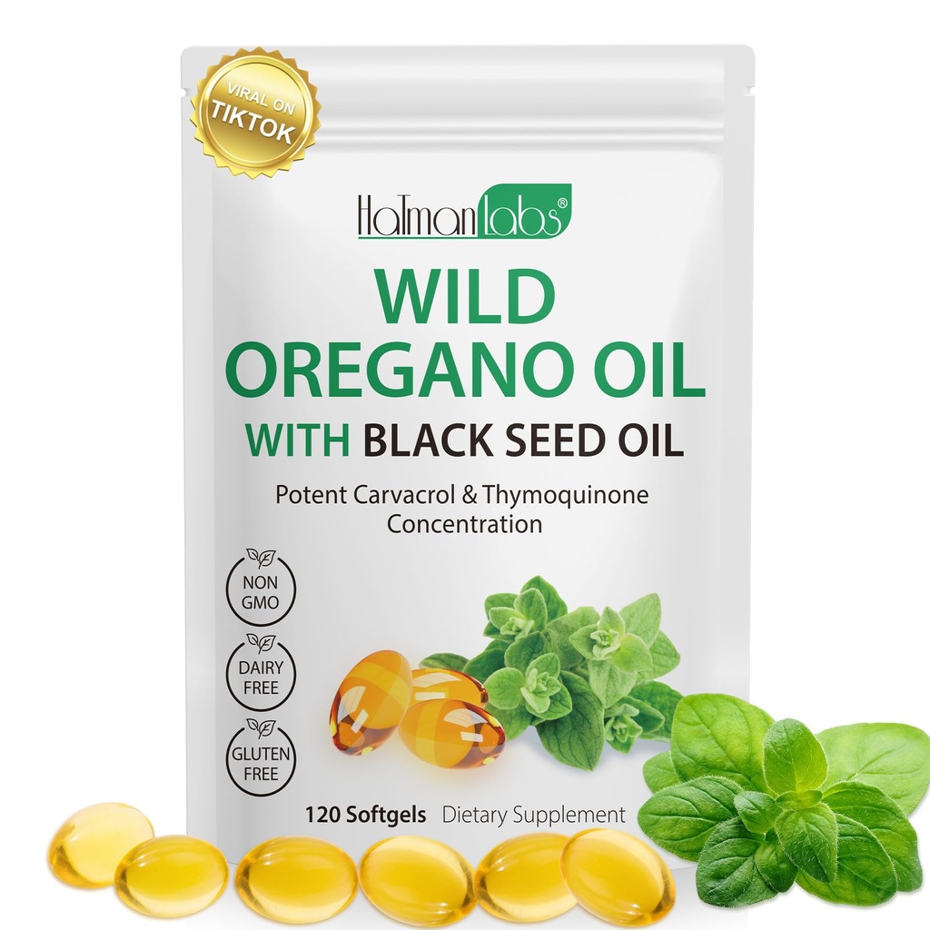 Oregano Oil Capsules, 2 in 1 Oil of Oregano with Black Seed Oil, Oregano Oil Supplement Capsules, Organik Oregano Ekstraksiyon, Non-GMO, Gluten Free Oil