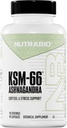 NutraBio Ashwagandha KSM-66 | Ashwaganda Herbal Supplement for Stress, Mood, & Performance | 600 MG of Klinikly Studied KSM66 90 Capsules