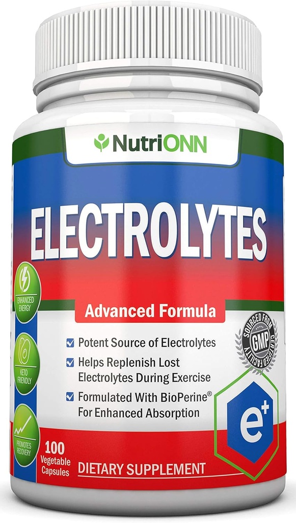Ηλεκτρολυτές - 100 κάψουλες αντικατάστασης φυσικών ηλεκτρολυτών - Premium Χάπια φιλικά προς το Κέτο - Χωρίς Ζάχαρη - Μεγάλη για ενυδάτωση, ανανέωση & αναζωογόνηση - Ίχνη Ορυκτά Κάλιο, Μαγνήσιο, Αλάτι Νατρίου