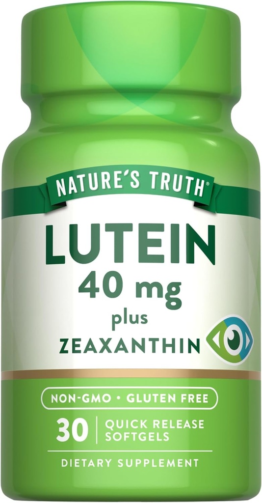 Doğanın Gerçek Lutein ve Zeaxanthin Supplement | 40 mg | 30 Softgels | Non-GMO & Gluten Free