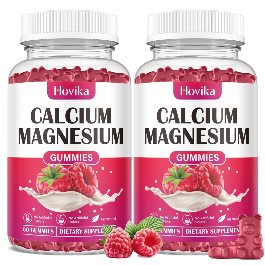 Kalsiyum çinko Gummies-Calcium Magnezyum 2:1 Vitamin D3, K2, B6, Bone Strength, Muscle Function & Nerve Health, Ekstra Apsiyon Formula, Vegan, Raspberry Flavor 120 Gummies