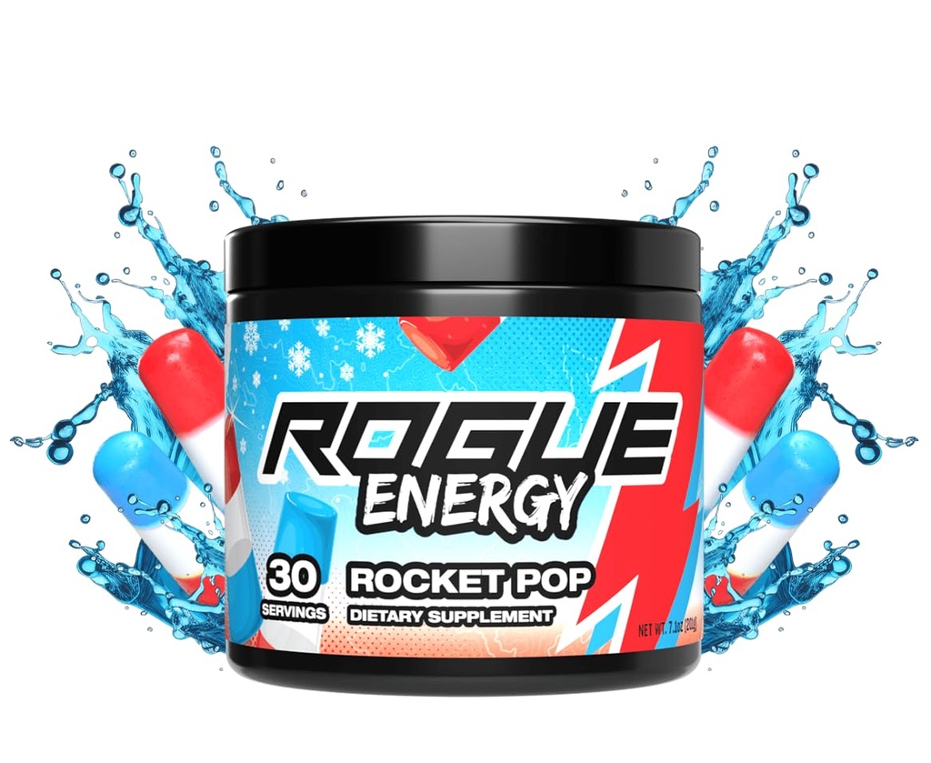 Rogue Enerji Enerji Uzun Oyun Saatleri için Toz - Zihin Odaklığı için Enerji Tozu - Şeker ve Gluten Free - Oyun Tamamı Caffeine ve Vitaminlerle - ABD'de (Rocket Pop - 30 Hizmet)