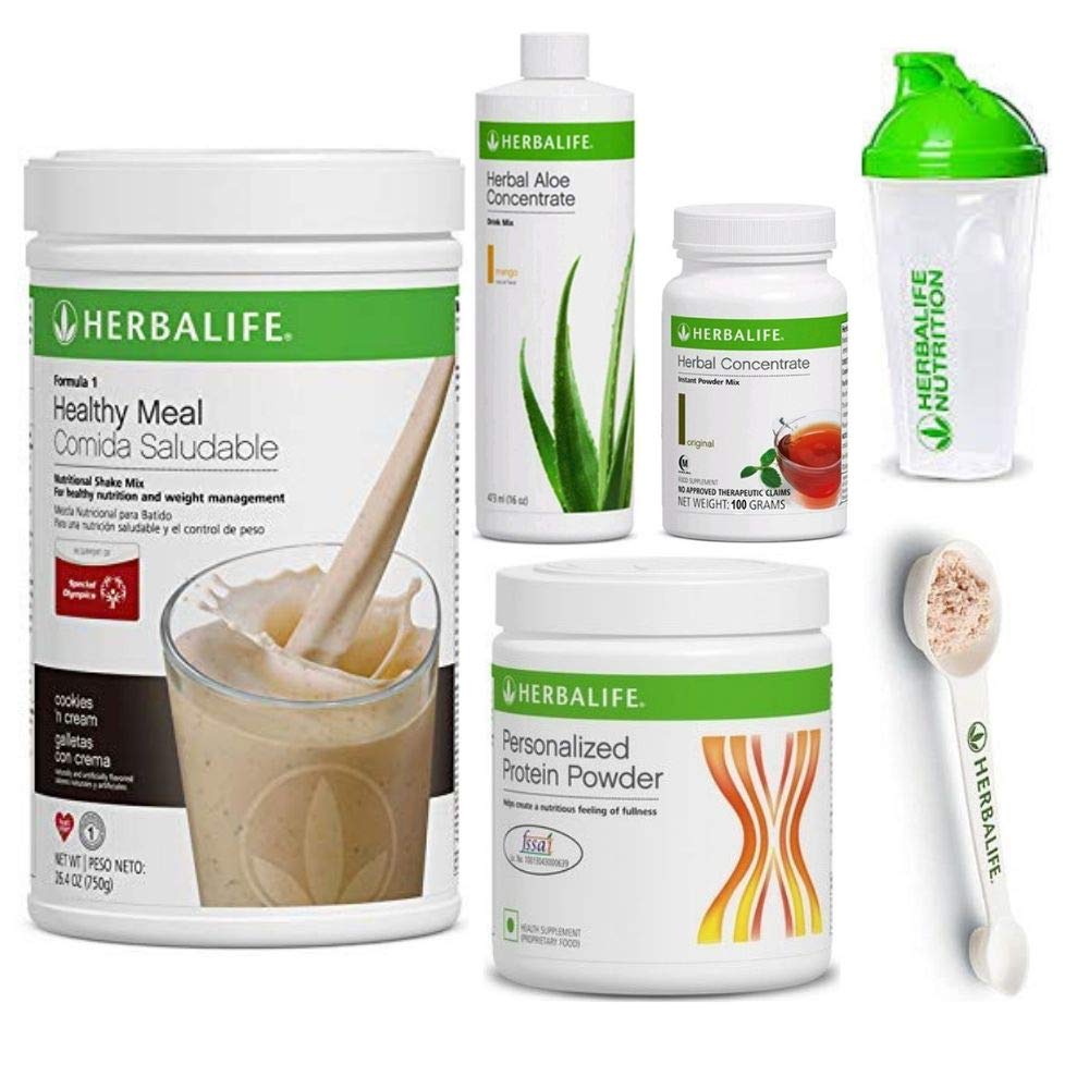 Herbalife Shake Health Meal Kit | Kurabiyeler ve Krem Formula 1 + Herbal Aloe (Mango) + Herbal Tea Inter + Protein Toz + Shaker Cup & Spoon