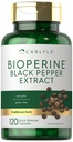 Carlyle Bioperine 10 mg | 120 Capsules | Non-GMO & Gluten Free | Black Pepper Ekstraksiyondan Kaynaklandı | Destekler Curcumin Toz Aborpsiyon