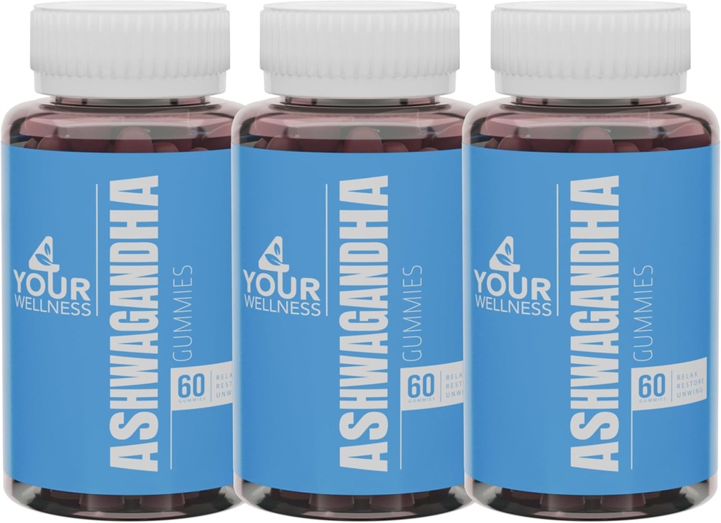 Ashwagandha Gummies Mixed Berry KSM-66, Lion's Mane, Vitamin-D, Non-GMO, Gluten-Free, Gelatin Free & Kosher (180 Count (Pack of 3))