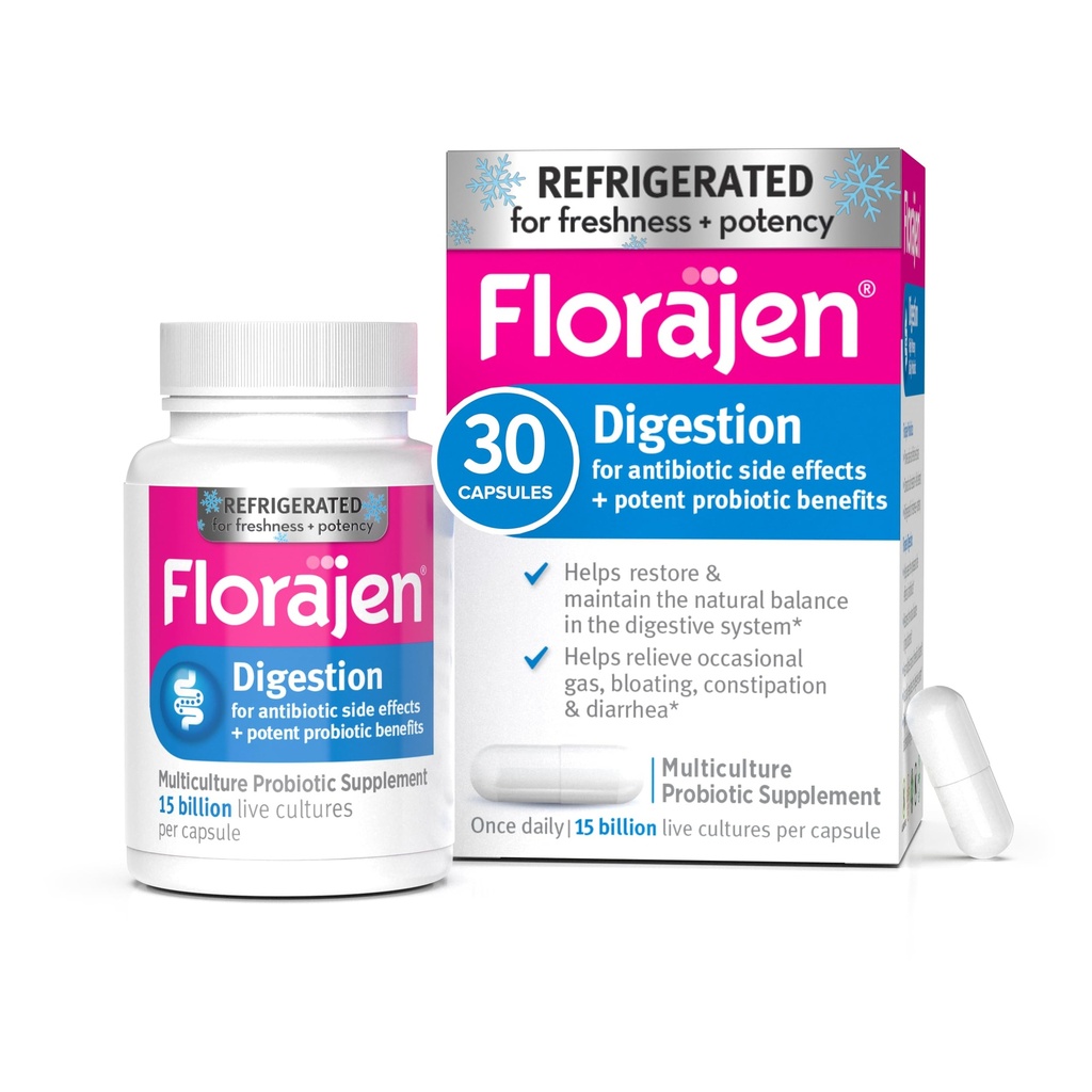 Florajen Digestion Probiotics, συμπλήρωμα υγείας των ούρων με δυσκοιλιότητα και Bloating Relief για ενήλικες, 30 Count (Ψυγείο)