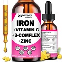 Kadın Erkek ve Çocuklar için Demir Supplement, Demir Vitamin C, A, B-Complex, Vegan Iron Drops Anemi, Red Blood Hücre, Enerji, Kan Builder, Gentle