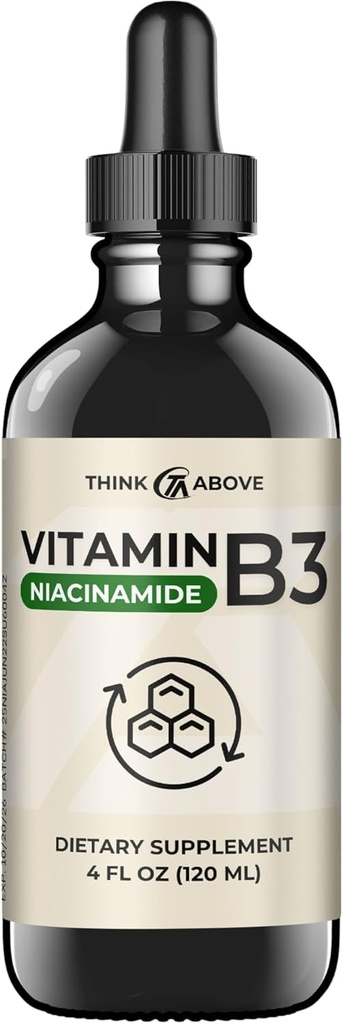 Sıvı B3 (Niacinamid) Tamam - Flush Form of Niacin - Hızlı Aborpsiyon - Kadınlar ve Erkekler için Niacin Drops - 4 oz (120 ml)