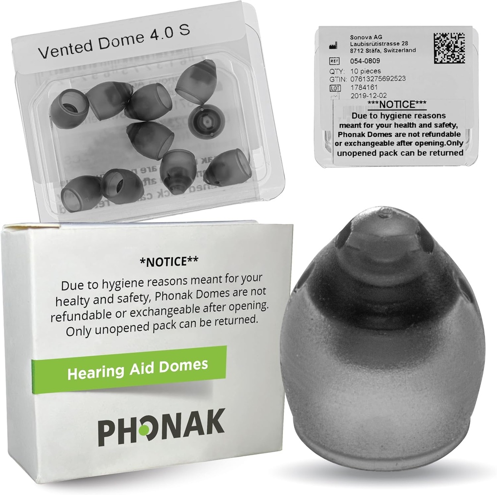 Phonak Εξαερισμός 4.0 Θόλος Μικρό (0,29 ιντσών=7,5 χιλιοστά) 10 Θόλοι, Γνήσια αντικατάσταση cOem Ελβετίας από Sonova, Δόλοι ακουστικής βοήθειας για Phonak Audeo Marvel Παραδεισένια Lumity Αξεσουάρ -1 Pack/10 Θόλοι Σύνολο