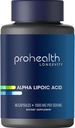 ProHealth Alpha Lipoic Acid High Potency 1000 mg Metabolism, Younger Skin ve Hücre Enerjisini Teşvik eder. Fatigue ve Beyin Fog. Kalp, Beyin ve Yaşam Sağlığını Korumak. 30 Hizmet.