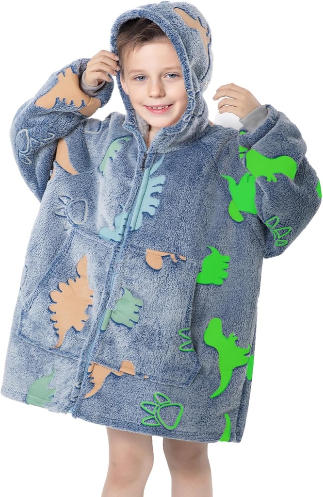 MeMoreCool Wearable Blanket Kids Blanket Hoodie, Hooded Blanket Kids Comfy Blanket Sweatshirt, Toddler Blanket with Hood