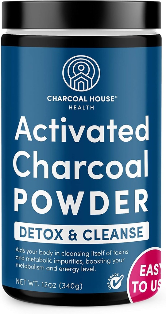 Charcoal House Detox & Cleanse USP Medical Grade Coconut, Doğal Temiz ve Sağlık için Zengin Toz Aktif - Yüksek Reklamcı ve Hızlı Kapasiteyle - 12 oz - 1 Qt