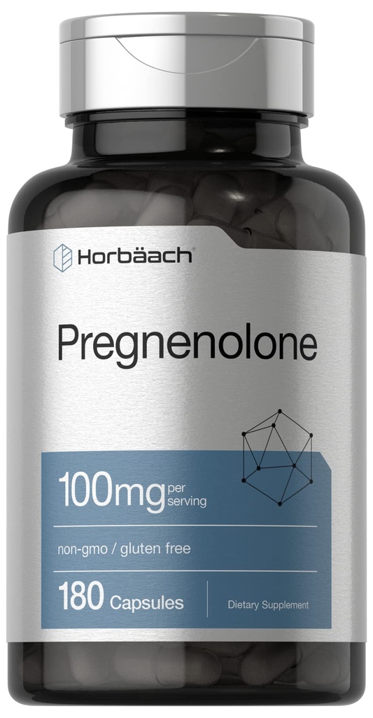 Horbäach Pregnenolone 100 mg | 180 Capsules | Non-GMO ve Gluten Free Supplement Supplement Supplement