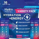 HidroMATE Electrolytes Toz Iklim Paketleri Hydration Low Sugar Party Favors for Rapid Recovery Vitamin C Plus Caffeine Diversity Pack 16 Sticks