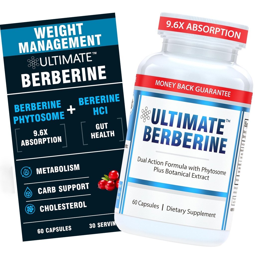 Ultimate berberine Phytosome for Healthy Weight Management, Movement & Gut Health - 9.6X Απορρόφηση με Dual Action Formula - Ανοσία & Χοληστερόλη Υποστήριξη - 1000mg Clinically Αποδεδειγμένο συμπλήρωμα