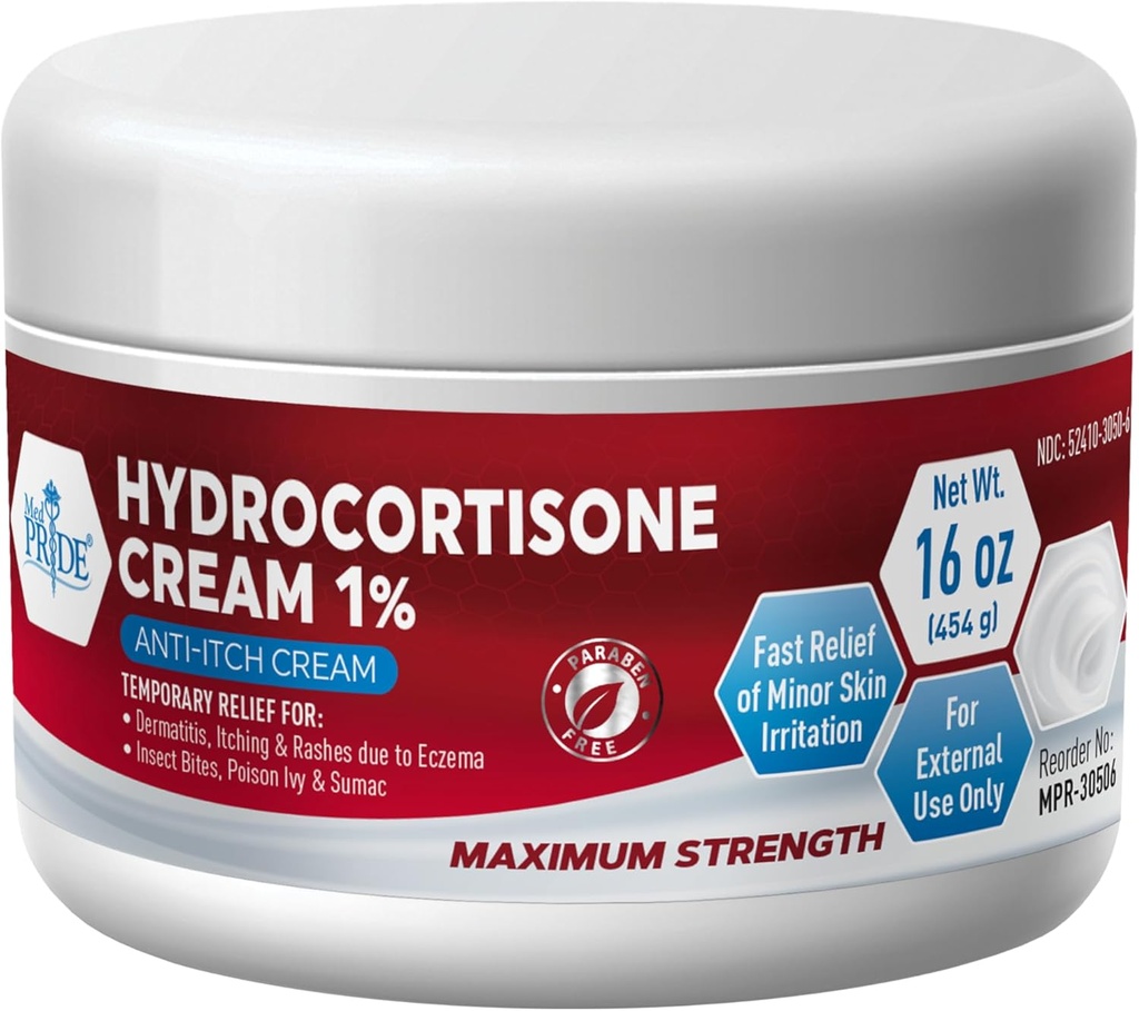 MED Pride% 1 Hidrokortisone Cream Bulk 16 Oz Topzema, Dermatitis, Rashes, Mosquito Bites
