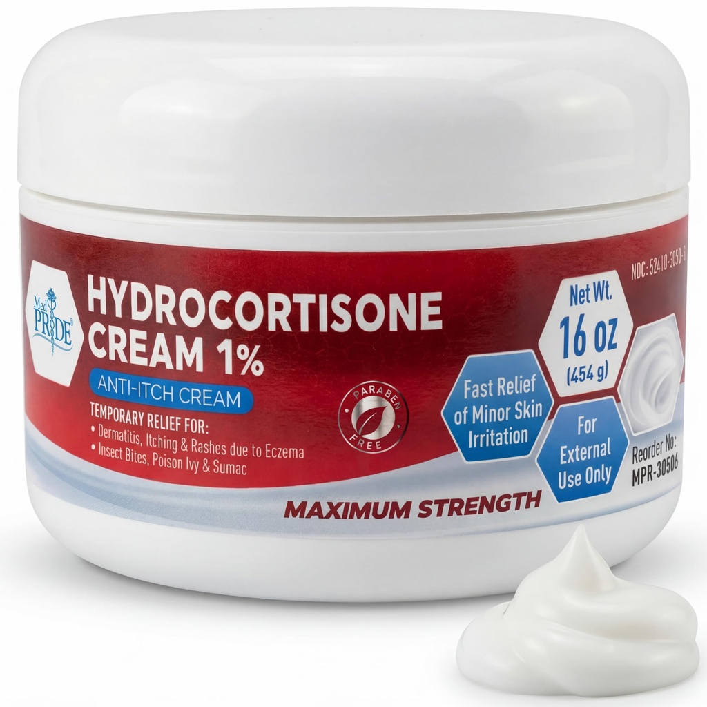 MED Pride% 1 Hidrokortisone Cream Bulk 16 Oz Topzema, Dermatitis, Rashes, Mosquito Bites