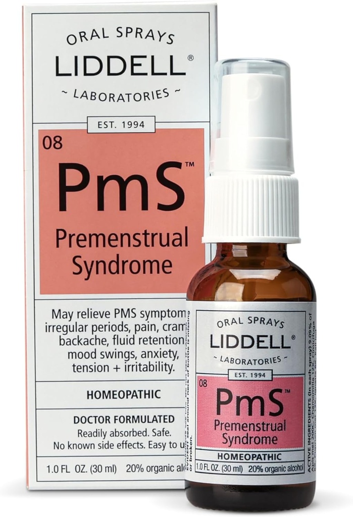 Liddell PMS - Φυσικό Ομοιοπαθητικό Στοματικό Σπρέι - Μπορεί να βοηθήσει με θέματα που σχετίζονται με την Περιόδου Μυική Δυσφορία, Mood Swings, και Back Discomfort - 1.0 fl. Oz