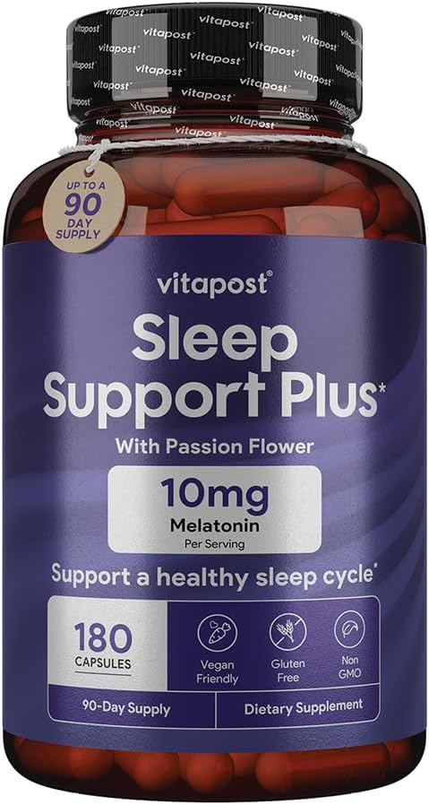 Sleep Support Plus Melatonin & Botanicals, Büyük Gece uykusu için Calm ve Rahatlama Duyguları ile Sağlıklı Bir Uyku Döngüsünü Destekleyebilir. 180 Capsules