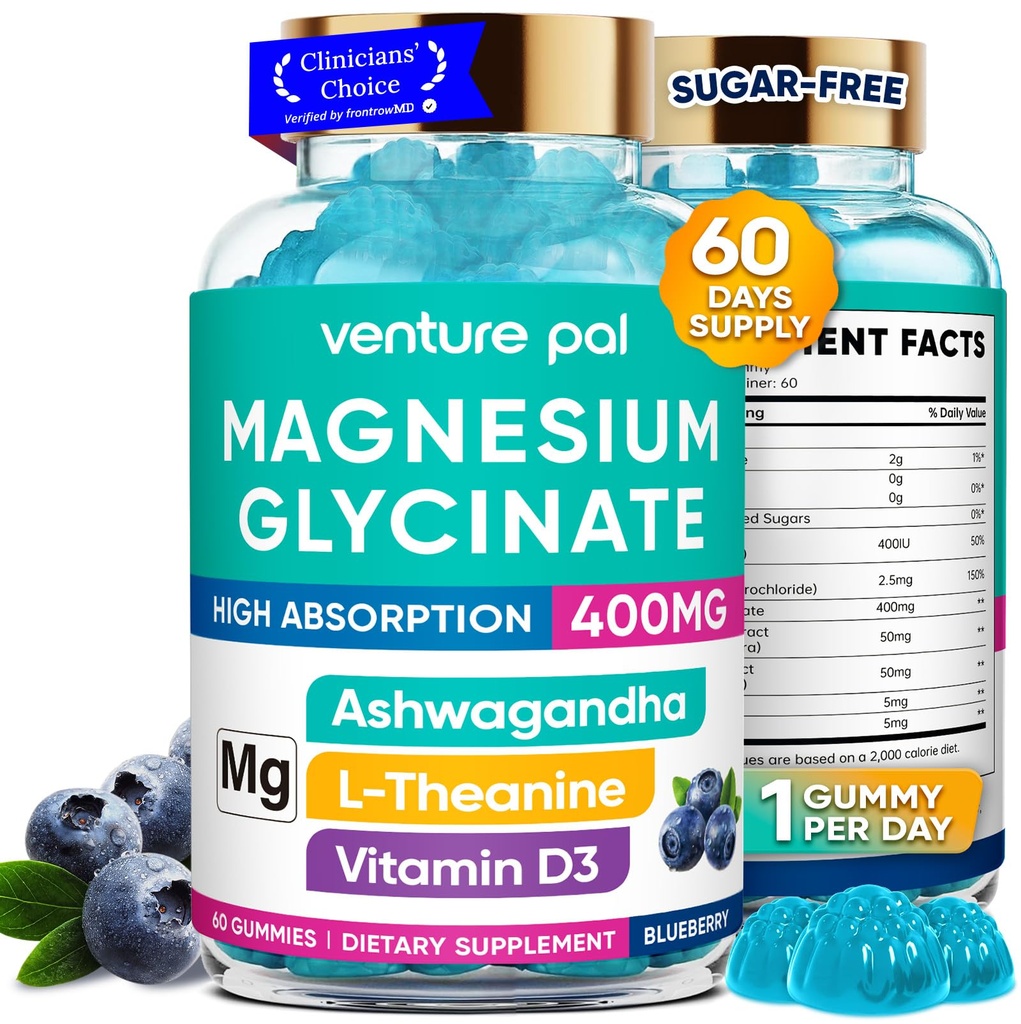 60 ημέρα προσφοράς Μαγνήσιο Γλυκινικό 400mg Gummies με Ashwagandha, L-Θεανίνη, CoQ10, βιταμίνη D3 & B6, χωρίς ζάχαρη Μαγνήσιο Gummies για ενήλικες & παιδιά, άγχος ανακούφιση, ύπνο & ηρεμία, Vegan, χωρίς γλουτένη