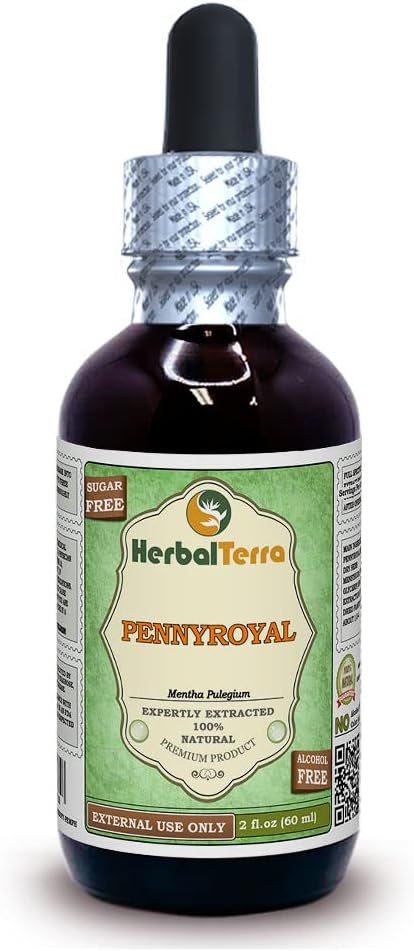 Pennyroyal (Mentha Pulegium) Glycerite, Organik Kuru Herb Alkol-Free Liquid Extract 2 oz