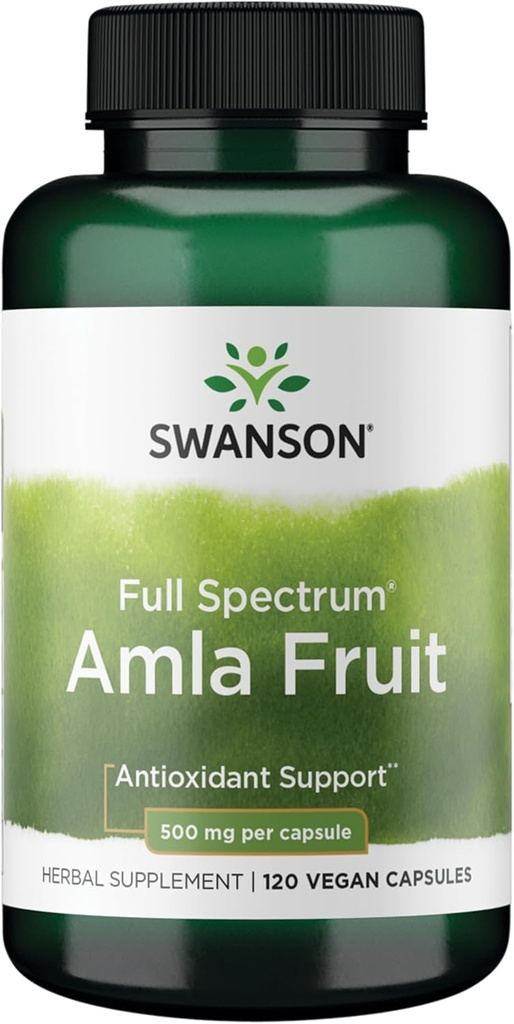 Swanson Full Spectrum Amla Fruit (Indian Gooseberry) Ayurvedic Energy Vitality Antioxidant 500 Milligrams 120 Κάψουλες