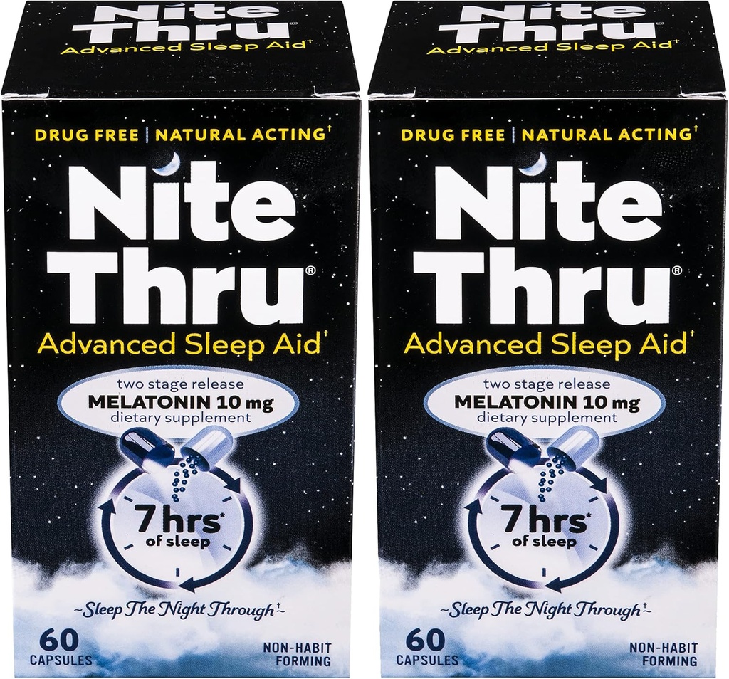 Advanced Sleep Aid Melatonin Dietary Supplement, Κάψουλες 10mg, 60 Count (Pack of 2)