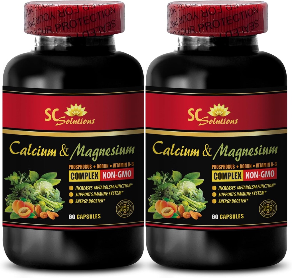 Kadınlar için lobi ve Magnezyum Supplement - Vitamin D ve Boron ile Magnezyum Kompleksi - Muscle Recovery Toz Post Workout, Kalsiyum Magnezyum, Boron Organik - 2 Şişe 120 Capsules