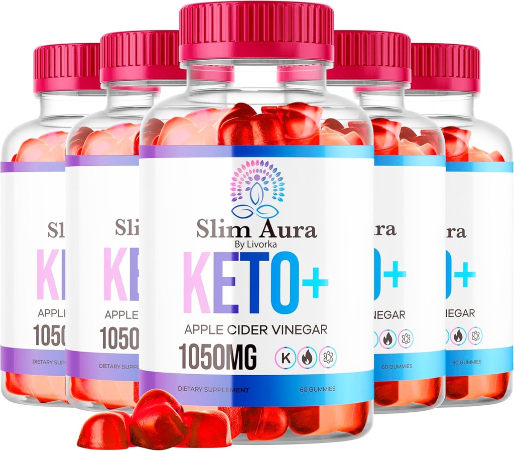 (5 Pack) Slim Aura Keto ACV Gummies - Resmi Slim Aura Zhong Plus Apple Cider Vinegar 1050MG Gelişmiş Formula Gummys, All Natural Premium Formula, Slimaura Gomitas Yorumlar, 300 Gummies 5 Ay