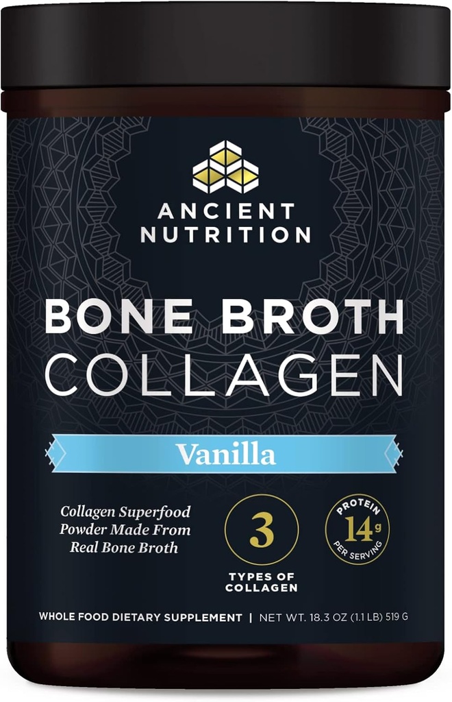 Eski Beslenme Kolajn Toz, Bone Broth Collagen, Vanilla, Hydrolyzed Multi Collagen,, Supports Skin and Nails, Ortak Supplement, 30 Hizmet, 18.3oz