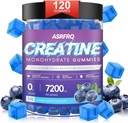 Creatine Monohydrate Gummies for Men & Women 120 CT - 7200mg Creatine Monohydrate per Serving, Chewable Creatine Monohydrate for Muscle Support & Energy Boost, Sugar Free, Vegan (BlueberryFlavor)