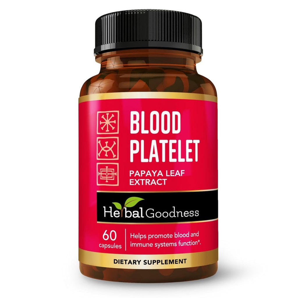 Herbal Goodness Papaya Leaf Blood Platelet Capsules - 60/600 mg 20x Strength - Blood Platelet, Bone Marrow, Immune Support - Blood Cleanse Formula - Herbal Remedy - ABD'de Yap