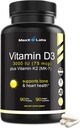 D3 C2 3000 IU - Natto'dan MK-7 vitamini ile - Yüksek Potency Vitamin D Supplement Sağlıklı Kemikleri, Dişler, Kalp ve Immune Function, Gluten-Free - 90 Capsules