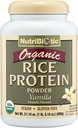 NutriBiotic sertifikalı Organik Rice Protein Vanilla, 1 Lb. 5 Oz | Low Carbohidrat Vegan Protein Toz | Raw, Sertifikalı Kosher & Keto Friendly | Kimyasallar olmadan Made, GMOs & Gluten | Easy to Digest