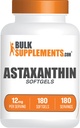 BulkSupplements.com Astaxanthin 12 mg Softgels - Astaxanthin Supplements, Antioxy Source - Gluten Free, 1 Softgel per Service, 180 Count (Pack of 1)