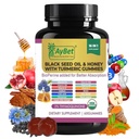 Black Seed Oil & Honey with Turmeric Gummies with BioPerine, Apple Cider Vinegar, Biotin, çinko & Vitamins C D3 B12 - Immune, Detox, Energy & Hair Skin Nails Support – 60 Vegan, Hell, Organik Gummies