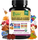 Black Seed Oil & Honey with Turmeric Gummies with BioPerine, Apple Cider Vinegar, Biotin, çinko & Vitamins C D3 B12 - Immune, Detox, Energy & Hair Skin Nails Support – 60 Vegan, Hell, Organik Gummies