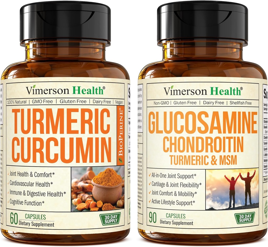 Turmeric Curcumin with Black Pepper Extract & Glucosamine Chondroitin MSM Joint Support Supplement